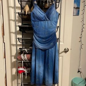 Blue sparkly dress with straps